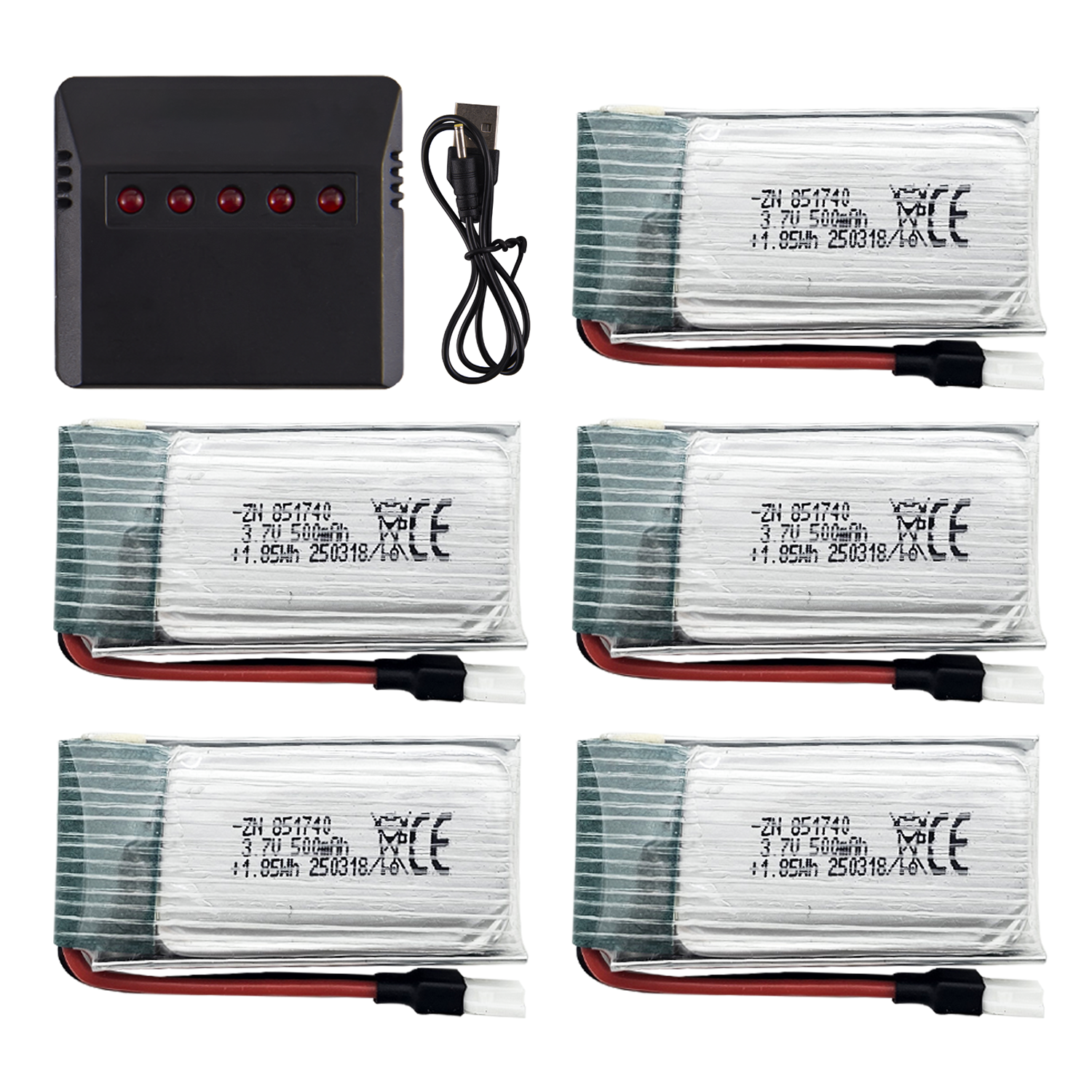 5Pcs 3.7V 500mAh LiPo Batterie - огляд і ціна Drone Battery Charger