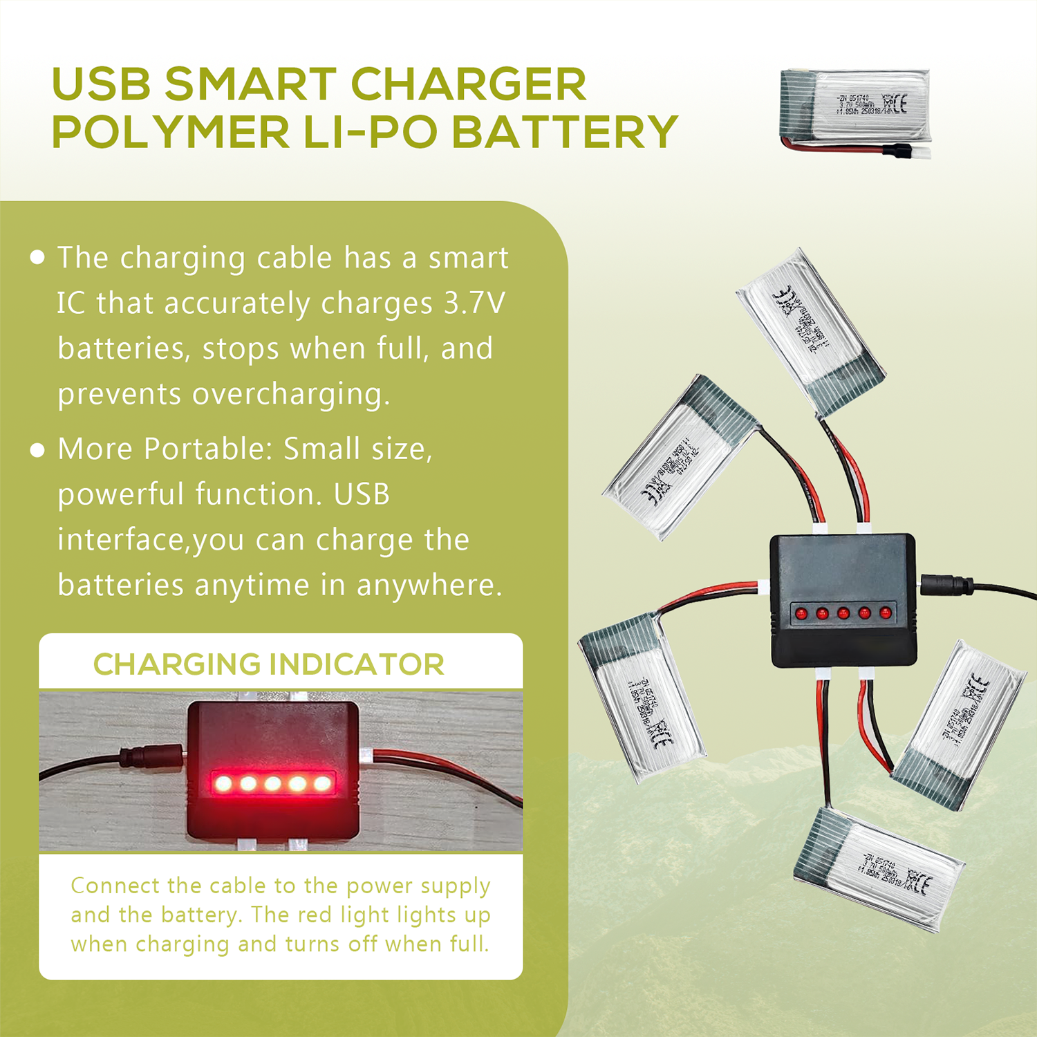 5Pcs 3.7V 500mAh LiPo Batterie - огляд і ціна Drone Battery Charger